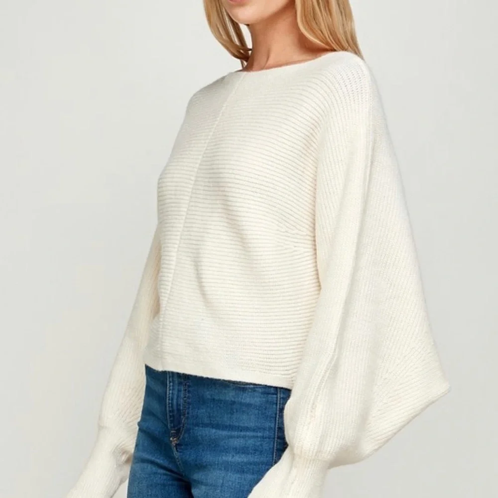 Ivory Lace Up Sweater - Picture 3 of 6